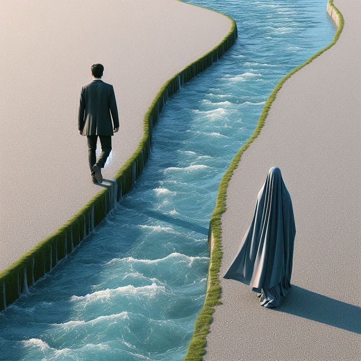 A couple standing on the opposite ends signifying divorce under Muslim Law